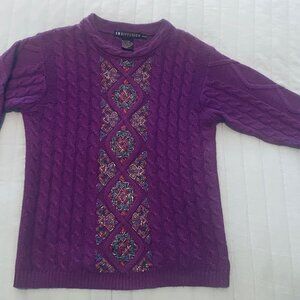 Purple Beaded Sweater Women Medium